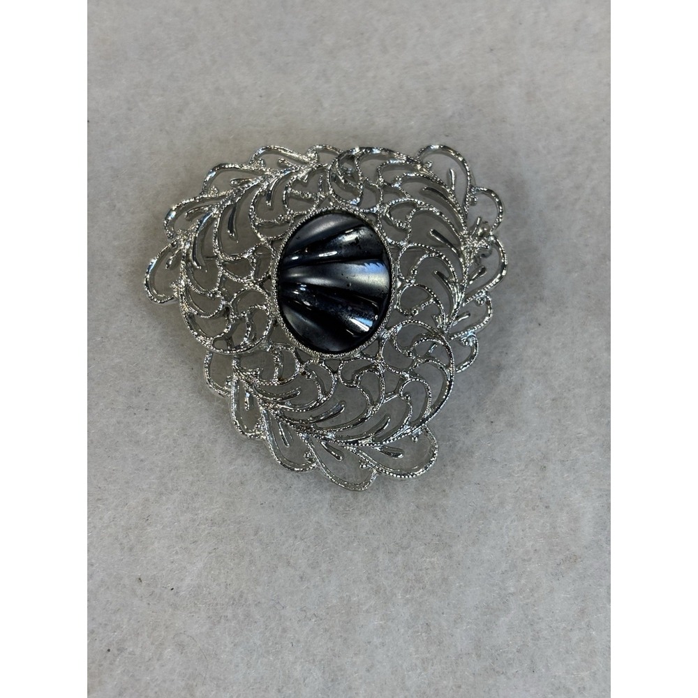 Sarah Coventry Royal Plumage Brooch Vintage 1960's Silver Tone Dainty Glam Event